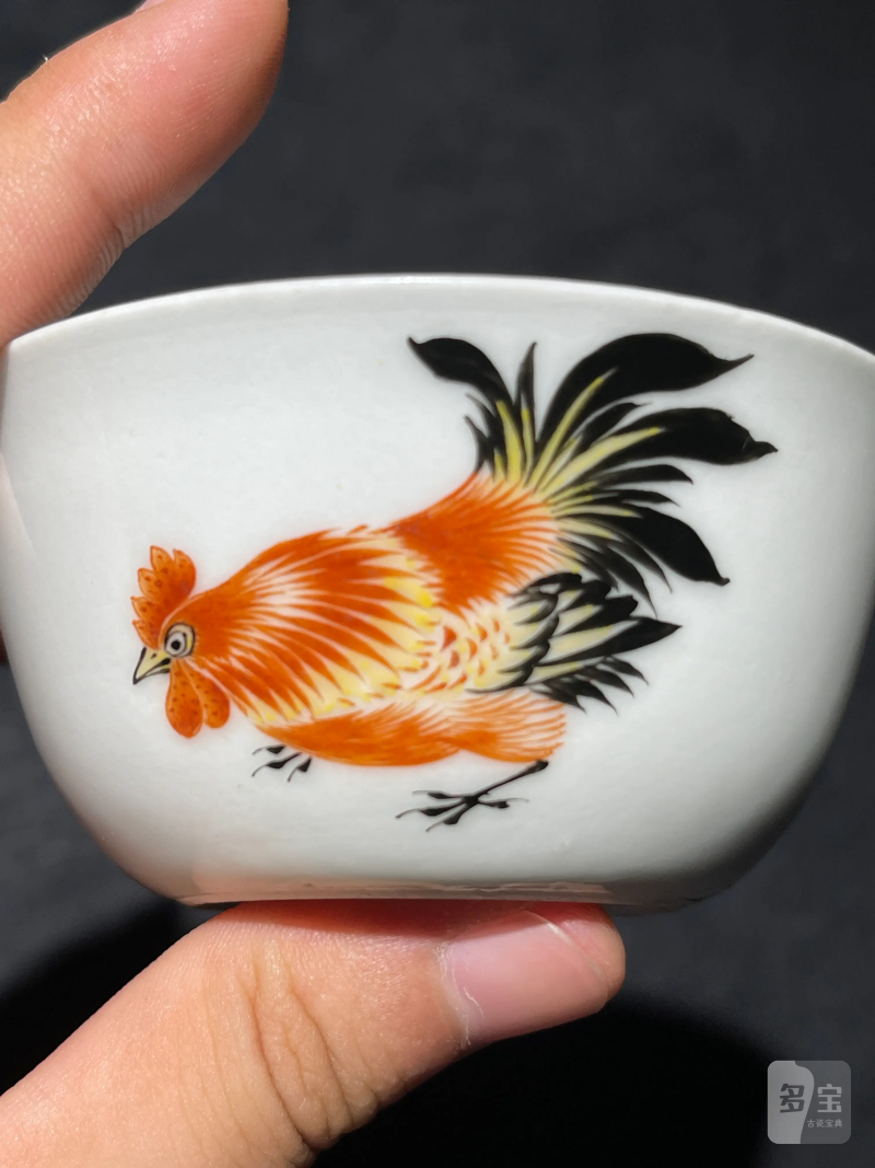 清晚期 粉彩大吉图卧足杯 - 图5